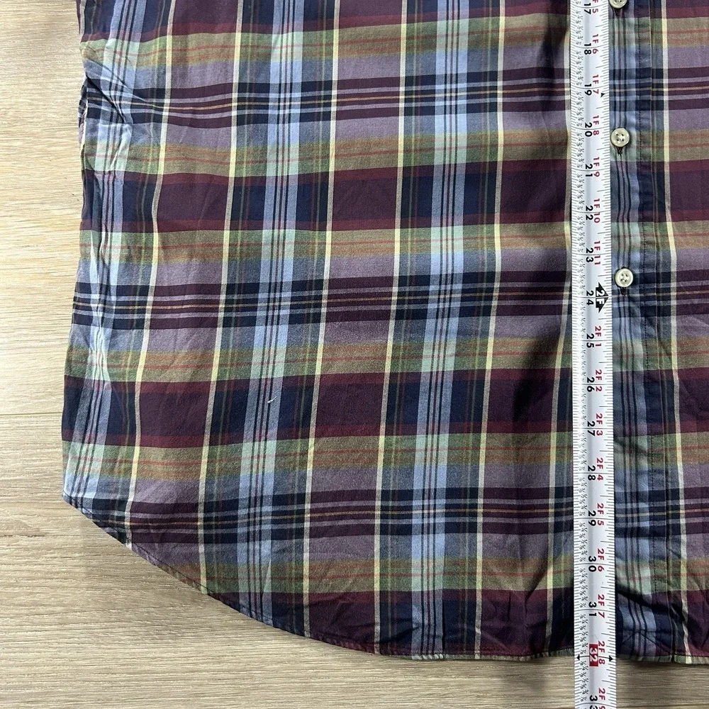 Ralph Lauren 18 XXL Classic Fit Long Sleeve Plaid Button Down Preppy Blue Pony